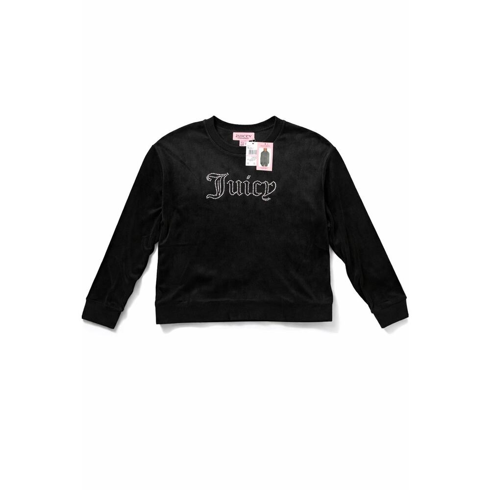Juicy Couture Women’s 2X Velour Sweatshirt Black Rhinestone Logo NWT